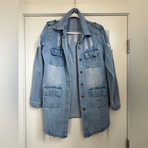 Midi-length denim jacket